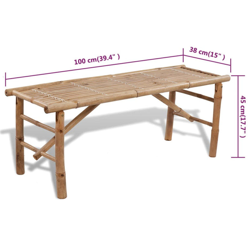 Stół biesiadny z 2 ławkami, 100 cm, bambus