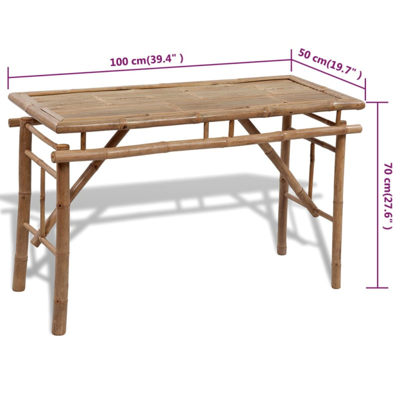 Stół biesiadny z 2 ławkami, 100 cm, bambus