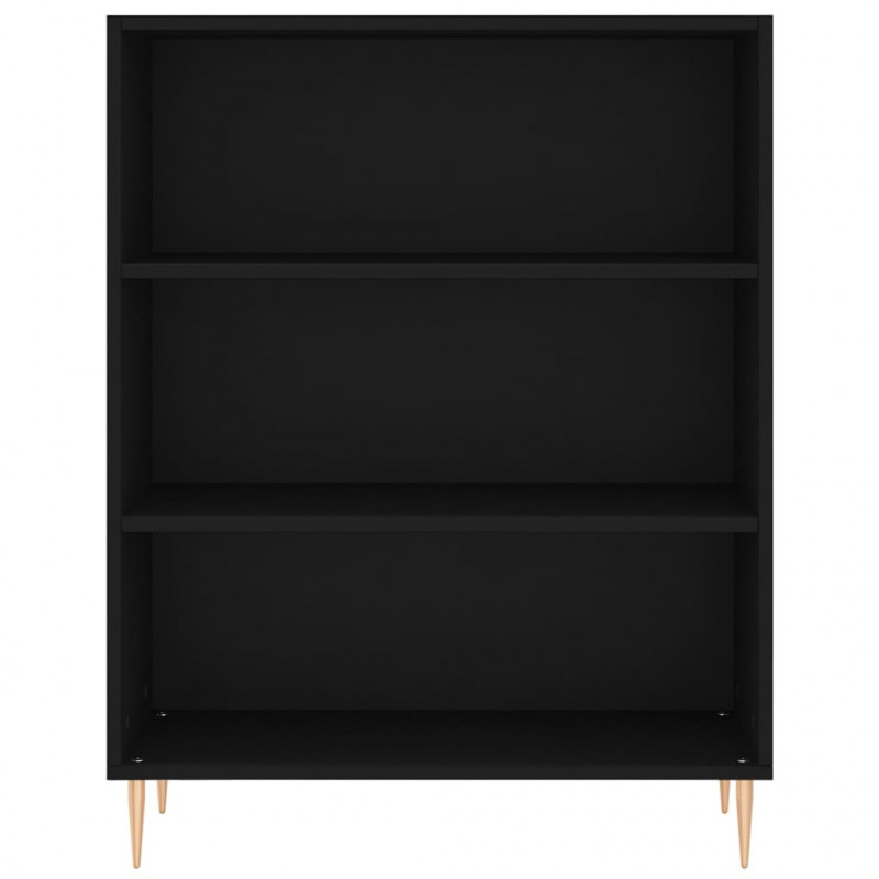 Regał, czarny, 69,5x32,5x180 cm, materiał drewnopochodny