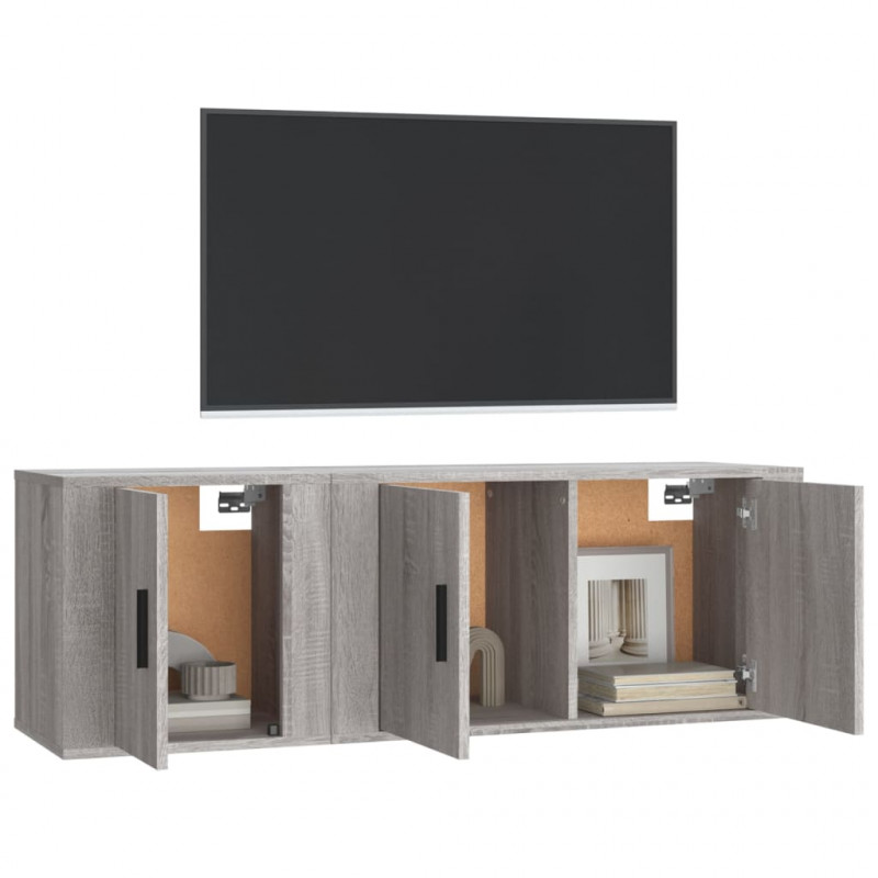Zestaw 2 szafek pod TV, szary dąb sonoma