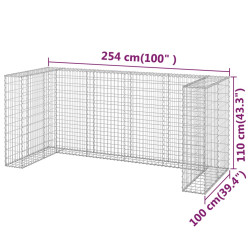 Gabionowa osłona do koszy na śmieci, stal, 254x100x110 cm