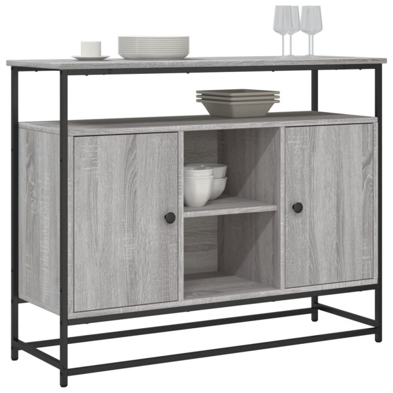 Komoda, szary dąb sonoma, 100x35x80 cm, materiał drewnopochodny