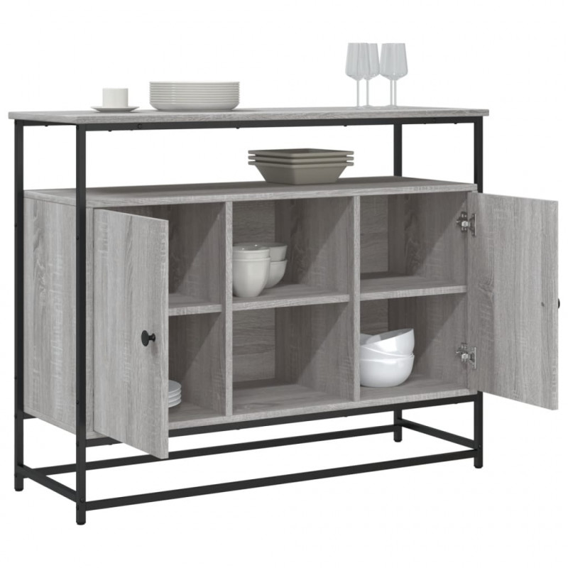 Komoda, szary dąb sonoma, 100x35x80 cm, materiał drewnopochodny