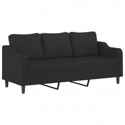 Sofa 3-osobowa, czarna, 180 cm, tapicerowana tkaniną
