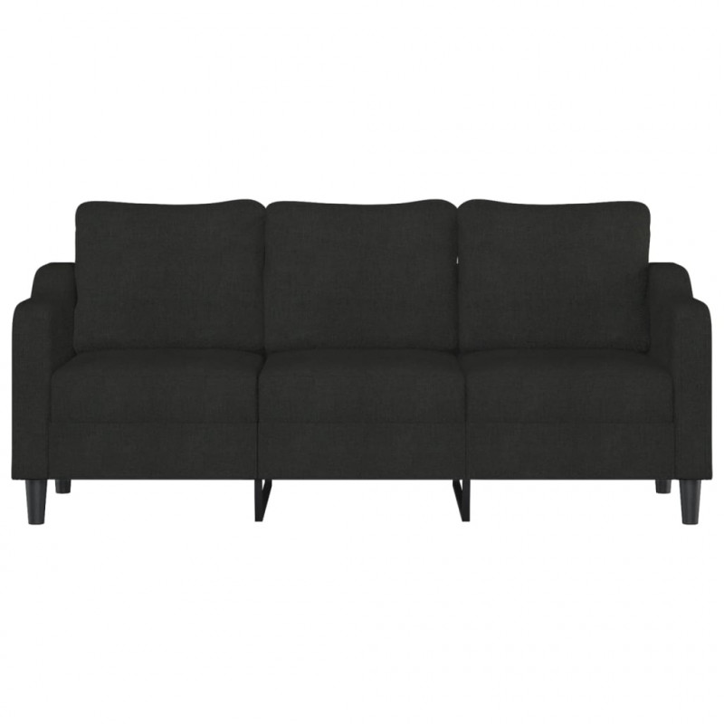 Sofa 3-osobowa, czarna, 180 cm, tapicerowana tkaniną