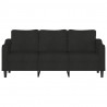 Sofa 3-osobowa, czarna, 180 cm, tapicerowana tkaniną
