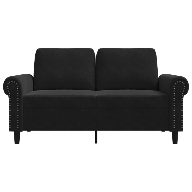 Sofa 2-osobowa, czarna, 120 cm, tapicerowana aksamitem