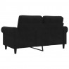 Sofa 2-osobowa, czarna, 120 cm, tapicerowana aksamitem