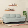 Sofa 3-osobowa, jasnoszara, 180 cm, tapicerowana aksamitem