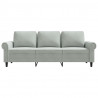 Sofa 3-osobowa, jasnoszara, 180 cm, tapicerowana aksamitem