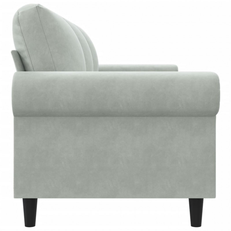Sofa 3-osobowa, jasnoszara, 180 cm, tapicerowana aksamitem