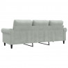 Sofa 3-osobowa, jasnoszara, 180 cm, tapicerowana aksamitem