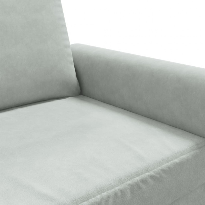 Sofa 3-osobowa, jasnoszara, 180 cm, tapicerowana aksamitem