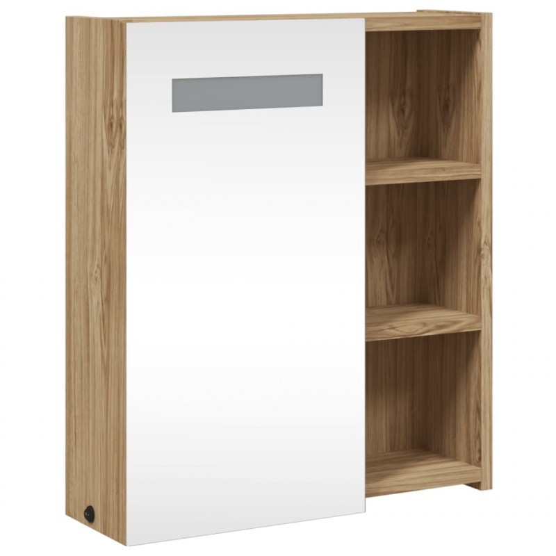 Szafka łazienkowa z lustrem i LED, kolor dębu, 45x13x52 cm