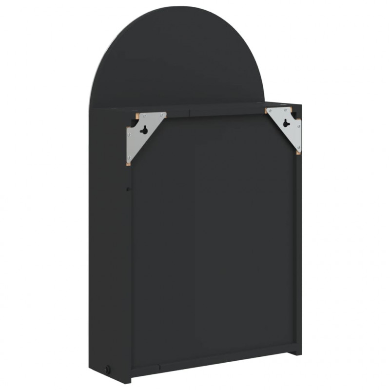 Szafka łazienkowa z lustrem i LED, łukowa, czarna, 42x13x70 cm