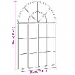 Lustro ścienne, czarne, 60x90 cm, zakończone łukiem, żelazo
