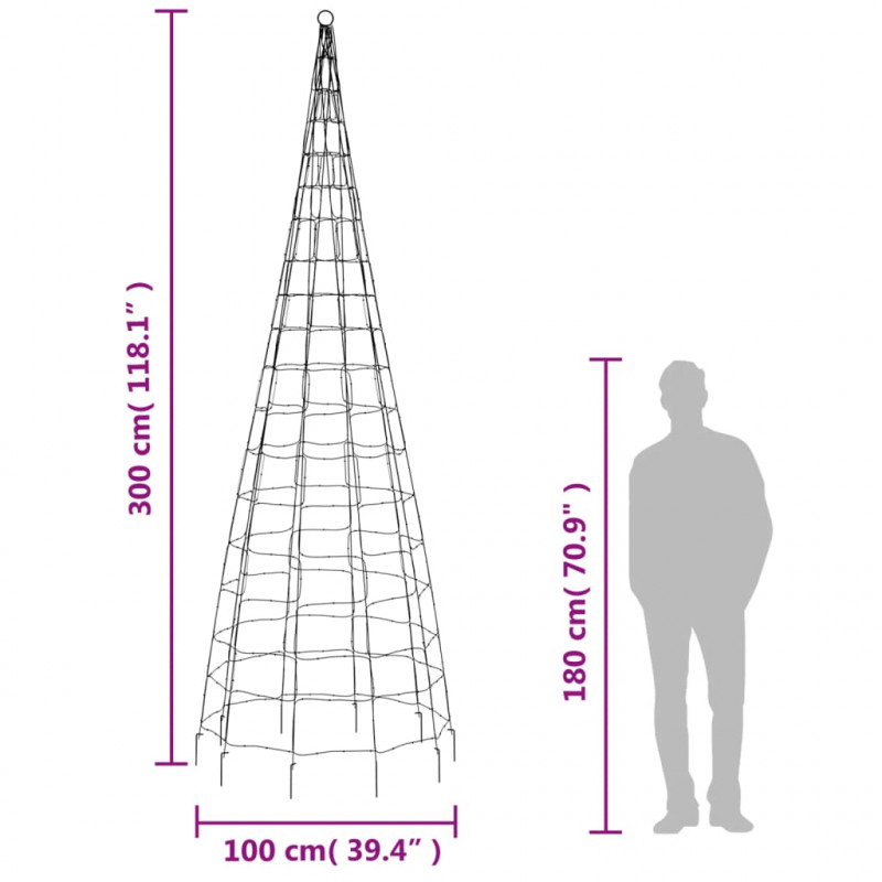 Choinka z lampek, na maszt, 550 niebieskich LED, 300 cm