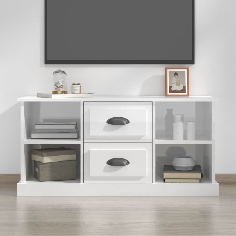 Szafka pod TV, biała z połyskiem, 99,5x35,5x48 cm