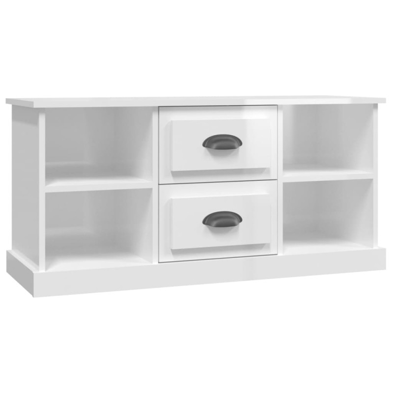 Szafka pod TV, biała z połyskiem, 99,5x35,5x48 cm