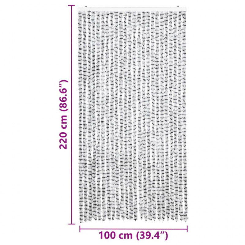 Zasłona przeciwko owadom, jasno i ciemnoszara, 100x220cm, szenil