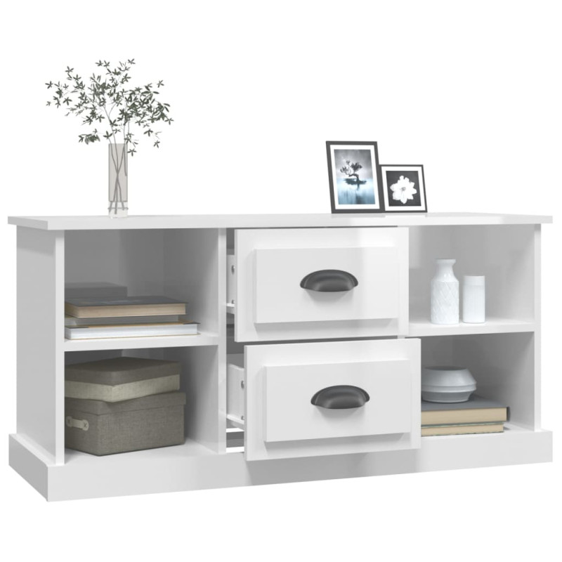 Szafka pod TV, biała z połyskiem, 99,5x35,5x48 cm