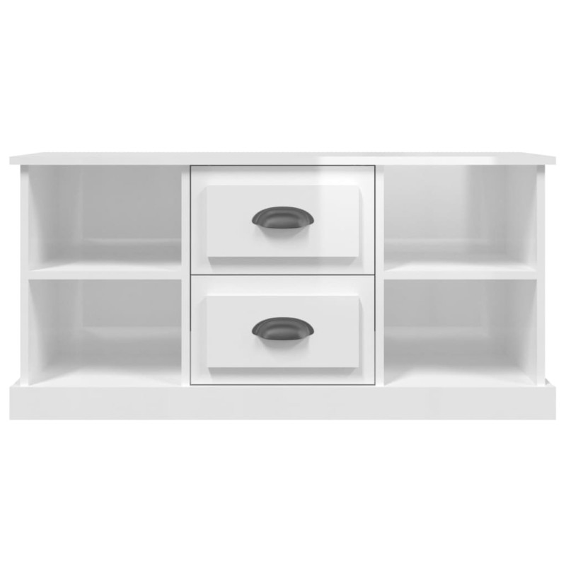 Szafka pod TV, biała z połyskiem, 99,5x35,5x48 cm