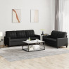 2-osobowa sofa z poduszkami, czarna, sztuczna skóra