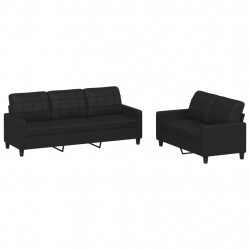 2-osobowa sofa z poduszkami, czarna, sztuczna skóra