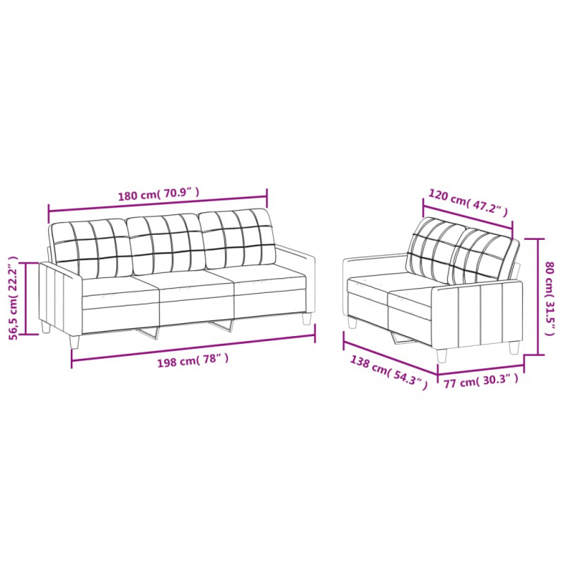 2-osobowa sofa z poduszkami, czarna, sztuczna skóra