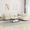 2-osobowa sofa z poduszkami, kremowa, sztuczna skóra