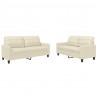 2-osobowa sofa z poduszkami, kremowa, sztuczna skóra