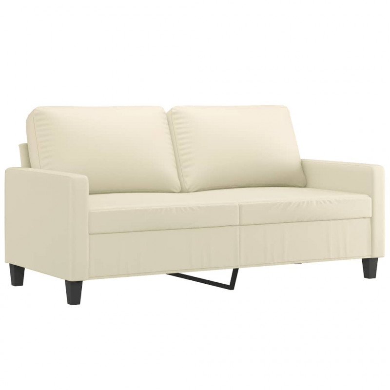 2-osobowa sofa z poduszkami, kremowa, sztuczna skóra