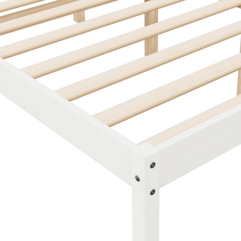 Łóżko dla seniora, białe, 140x190 cm, lite drewno sosnowe