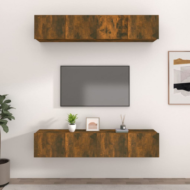 Szafki TV, 4 szt., przydymiony dąb, 80x30x30 cm