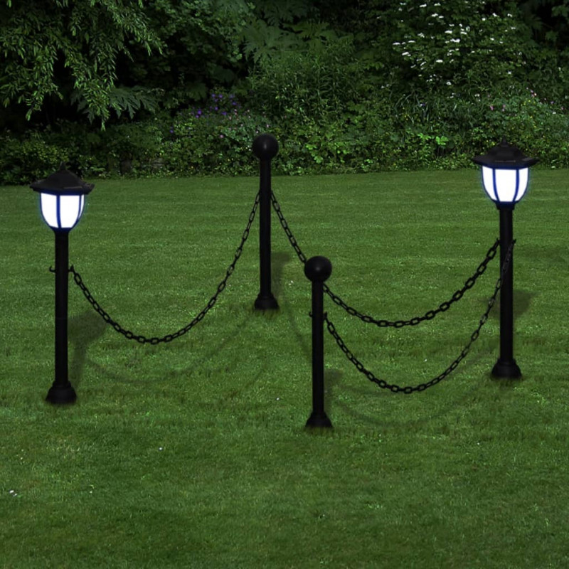 Solarne lampy ogrodowe z łańcuchem i słupkami, 4 szt.