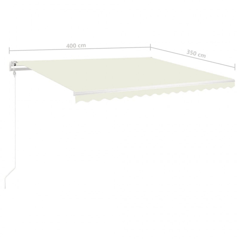 Ręcznie zwijana markiza z LED, 4x3,5 m, kremowa