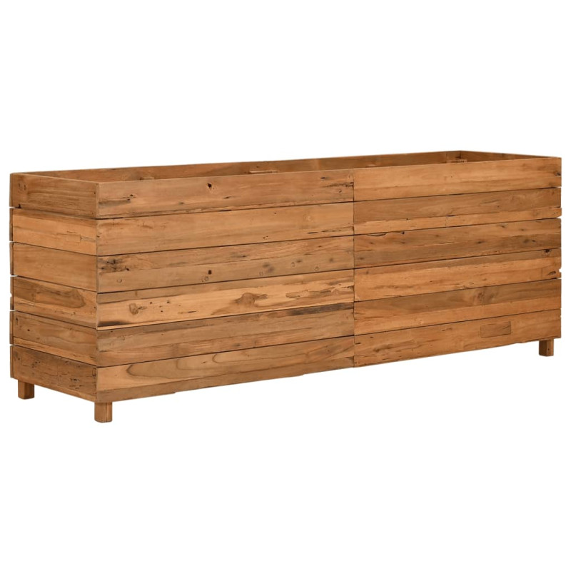 Podwyższona donica 150x40x55 cm drewno tekowe z recyklingu/stal
