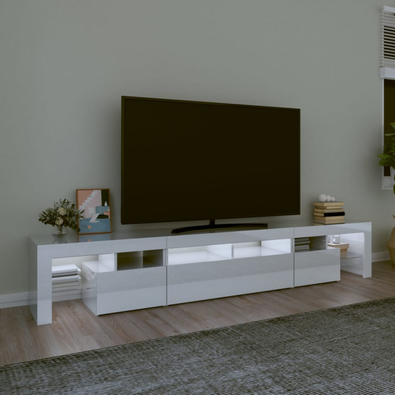 Szafka pod TV z oświetleniem LED, biała, 230x36,5x40 cm