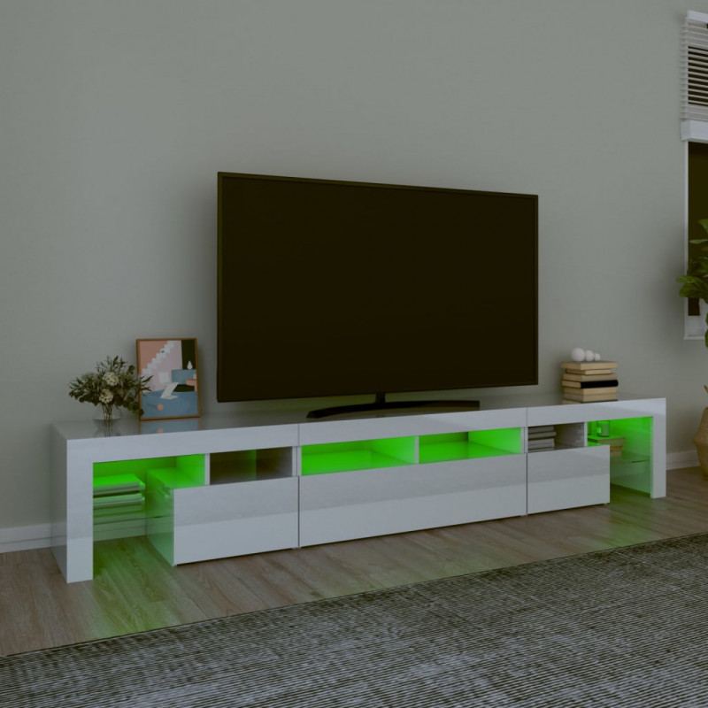 Szafka pod TV z oświetleniem LED, biała, 230x36,5x40 cm