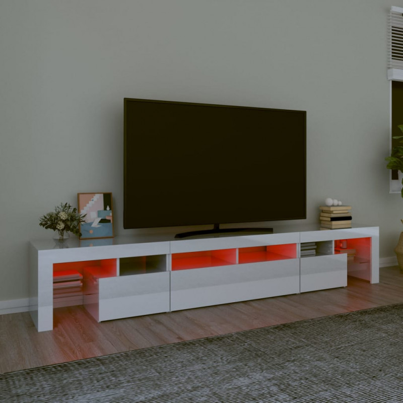 Szafka pod TV z oświetleniem LED, biała, 230x36,5x40 cm