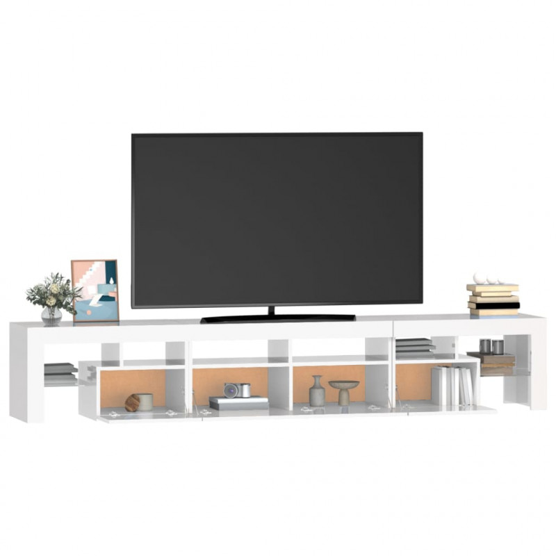 Szafka pod TV z oświetleniem LED, biała, 230x36,5x40 cm