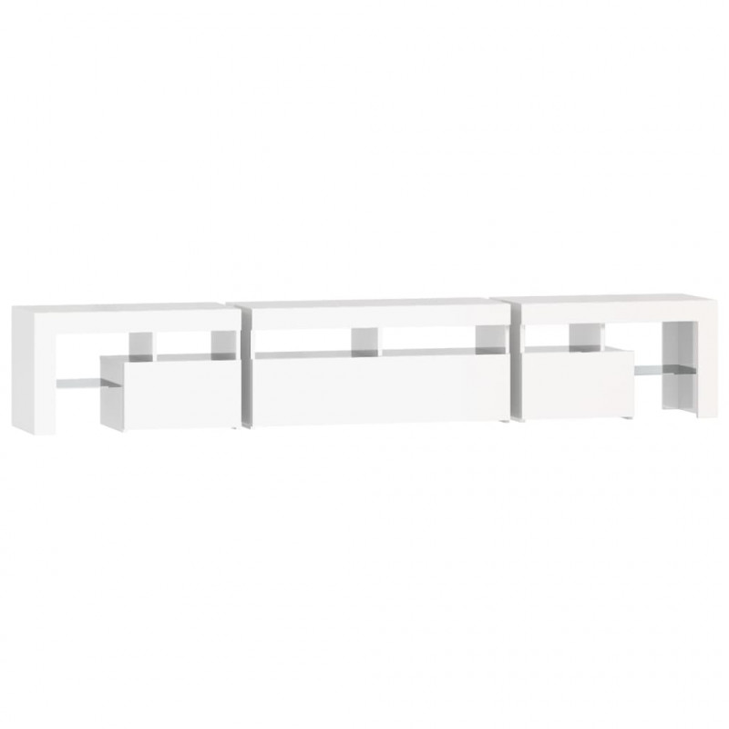 Szafka pod TV z oświetleniem LED, biała, 230x36,5x40 cm