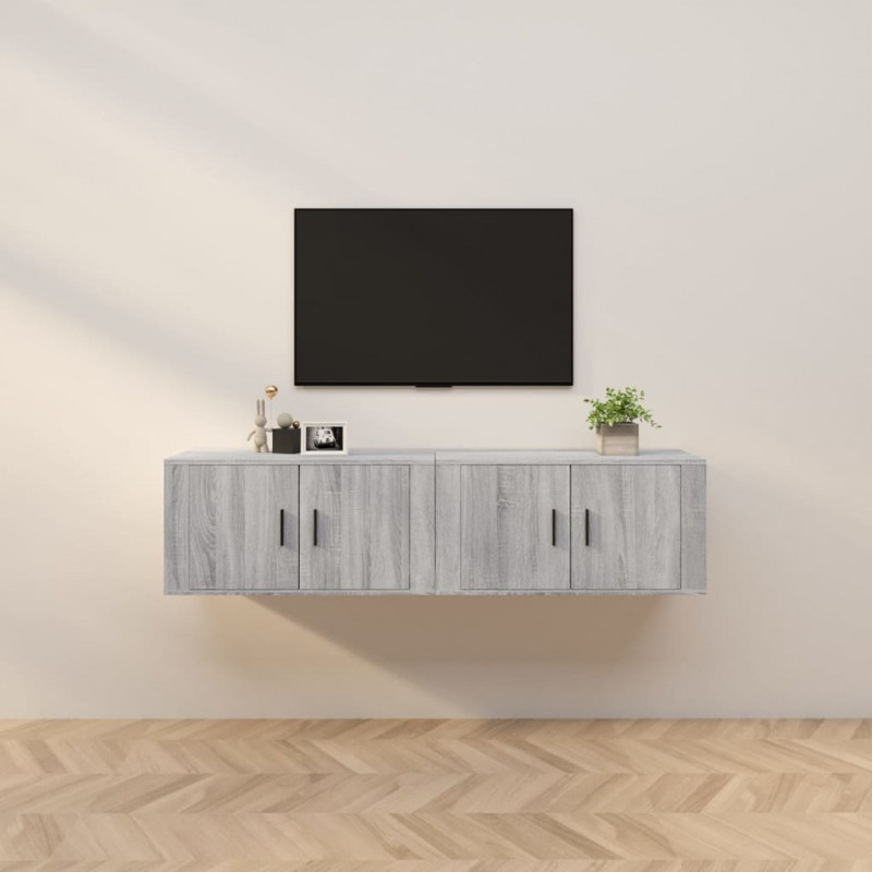Wiszące szafki TV, 2 szt., szary dąb sonoma, 80x34,5x40 cm