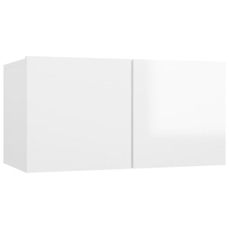 Szafki TV, 4 szt., wysoki połysk, białe, 60x30x30 cm