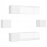6-cz. zestaw szafek TV, wysoki połysk, biały