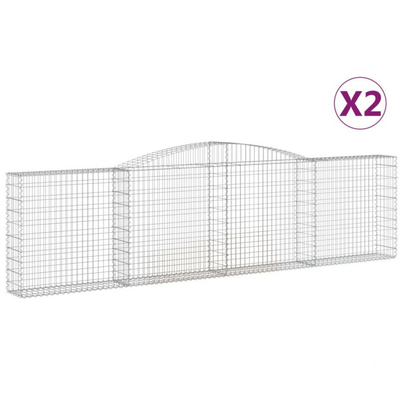 Kosze gabionowe, 2 szt, 400x30x100/120 cm, galwanizowane żelazo