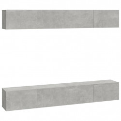 Szafki ścienne pod TV, 4 szt., betonowa szarość, 100x30x30 cm
