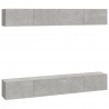 Szafki ścienne pod TV, 4 szt., betonowa szarość, 100x30x30 cm