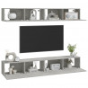 Szafki ścienne pod TV, 4 szt., betonowa szarość, 100x30x30 cm