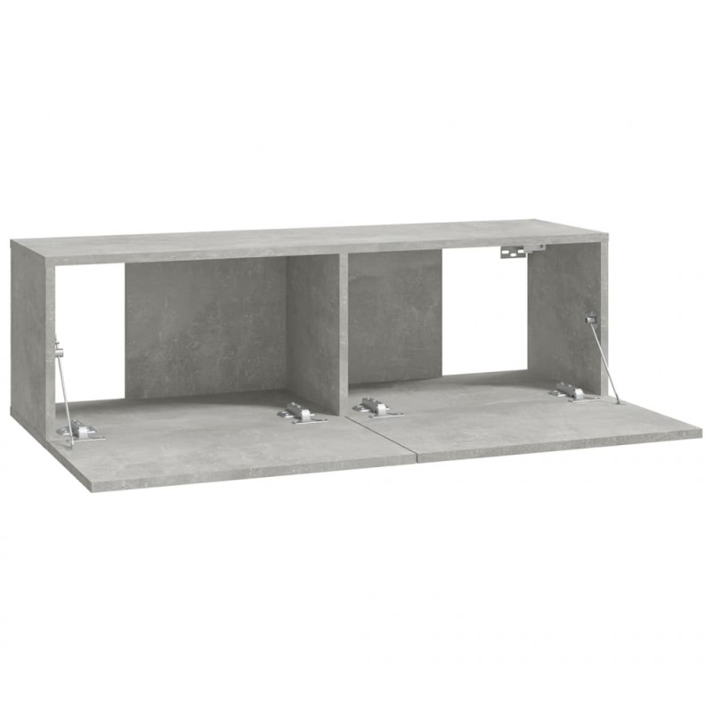 Szafki ścienne pod TV, 4 szt., betonowa szarość, 100x30x30 cm